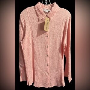 NWT Women’s Pink Button Down Gauze Like Long Sleeve